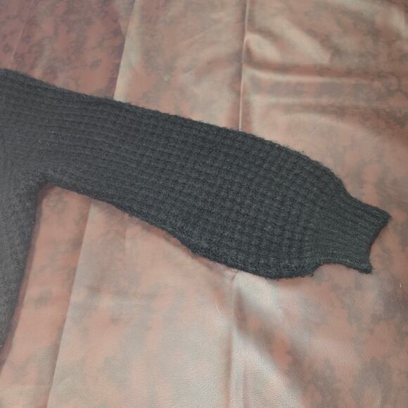 Abercrombie & Fitch Black Knit Cardigan Womens L‎ Textured Cropped Ballon Sleeve - Picture 5 of 11